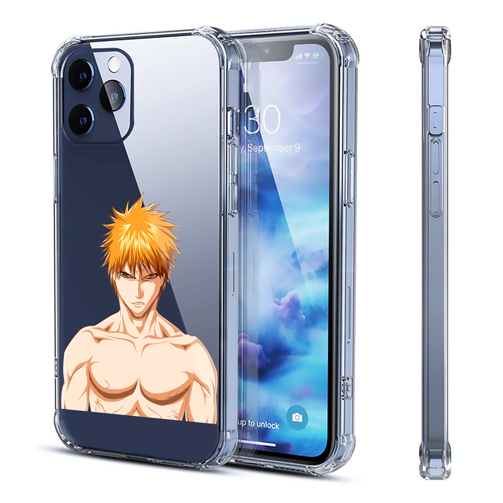 （画像用） ブリーチ 黒崎一護（くろさき いちご）BLEACH Kurosaki Ichigo 【iPhone 12シリーズ対応】透明スマホケース（クリアソフトケース）